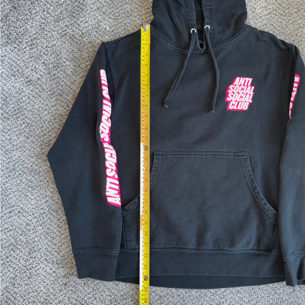 Anti Social Social Club Hoodie in Black with Vibrant Pink Accents - Picture 5 of 9